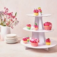 STAND TRÊS NÍVEIS PARA CUPCAKES COR BRANCA