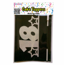 TOPO BOLO NÚMERO 18 PRATA GLITTER