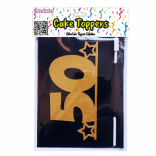 TOPO BOLO NÚMERO 50 OURO GLITTER