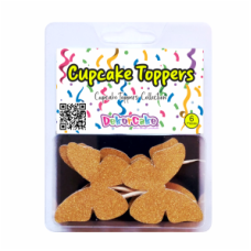 TOPOS CUPCAKES BORBOLETAS OURO GLITTER PACK 6