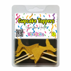 TOPOS CUPCAKES CAUDA SEREIA OURO GLITTER PACK 6