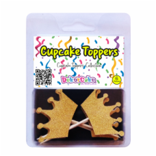 TOPOS CUPCAKES COROAS OURO GLITTER PACK 6