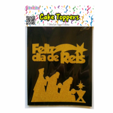TOPOS BOLO FELIZ DIA DE REIS OURO GLITTER PACK 3