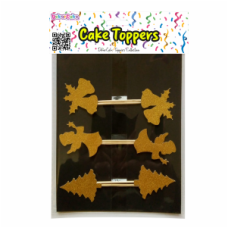 TOPOS CUPCAKES FIGURAS NATAL OURO GLITTER PACK 6