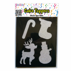 TOPOS BOLO FIGURAS NATAL PRATA GLITTER PACK 4