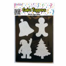 TOPOS BOLO FIGURAS NATAL PRATA GLITTER PACK 4
