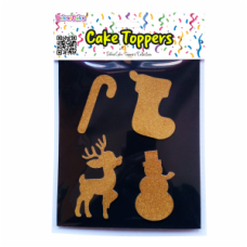 TOPOS BOLO FIGURAS NATAL OURO GLITTER PACK 4