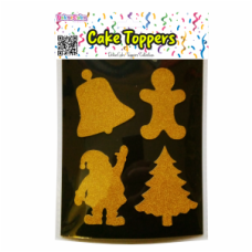 TOPOS BOLO FIGURAS NATAL OURO GLITTER PACK 4