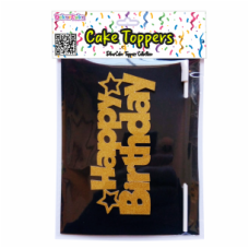 TOPO BOLO HAPPY BIRTHDAY OURO GLITTER