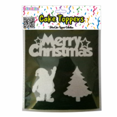 TOPOS BOLO MERRY CHISTMAS PRATA GLITTER PACK 3