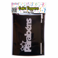 TOPO BOLO PARABÉNS PRATA GLITTER