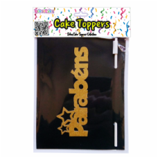 TOPO BOLO PARABÉNS OURO GLITTER