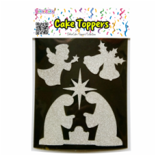 TOPOS BOLO PRESÉPIO PRATA GLITTER PACK 3