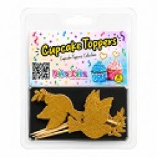 TOPOS CUPCAKES POMBA OURO GLITTER PACK 6