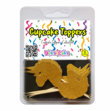 TOPOS CUPCAKES UNICÓRNIO OURO GLITTER PACK 6